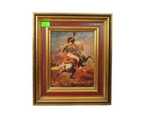 After&nbsp;Théodore Géricault&nbsp; (1791-1824) - The Charging Chasseur - Military Interest - A 20th century oleograph lacque