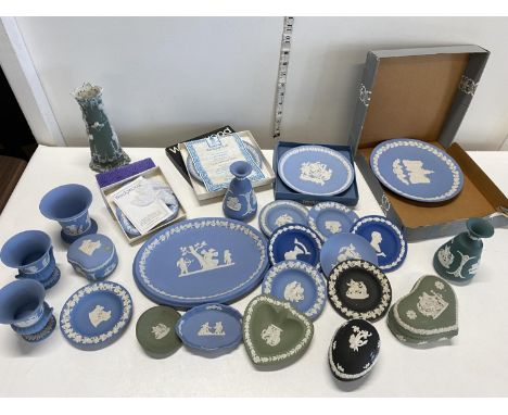 A large selection of assorted Wedgewood Jasper ware, shipping unavailable