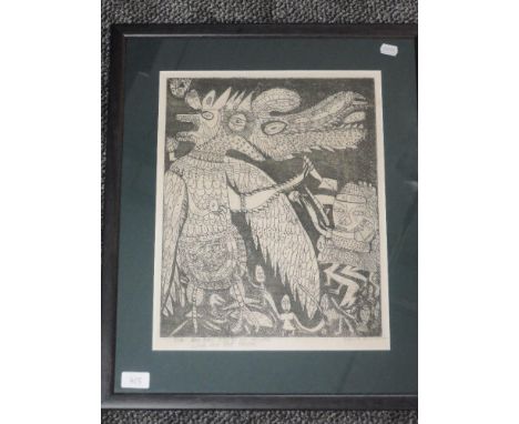 A print, after Severven, The Anti Bird, indistinctly signed, 40 x 32cm, plus frame and glazed