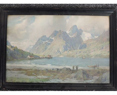 A print, after Alfred Heaton Cooper, Norway, 34 x 52cm, plus frame and glazed