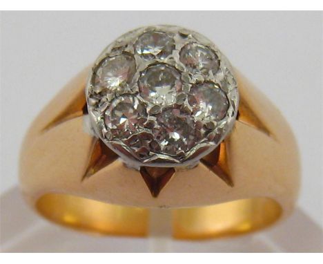 A yellow metal (tests 18 carat gold) round brilliant cut diamond ring, estimated total diamond content approx. 0.50 carat, ri