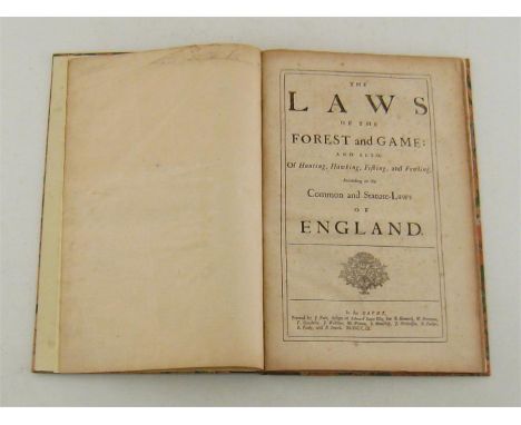 Folio: Blome, R., ‘The Laws of the Forest and Game: and also of Hunting, Hawking, Fishing and Fowling, according to the Commo