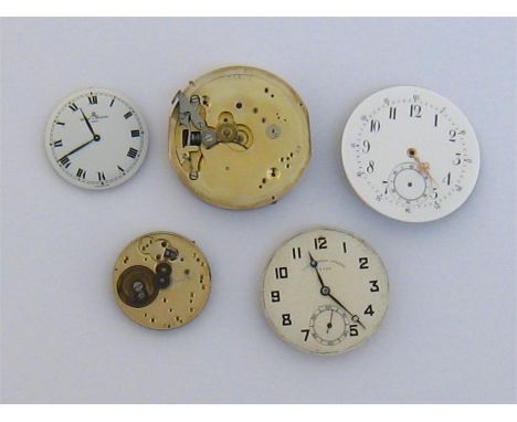 A mixed lot of watch movements, including a Courvoisier Freres ‘Extra’ 15 jewel straight line lever with silvered dial (38mm 