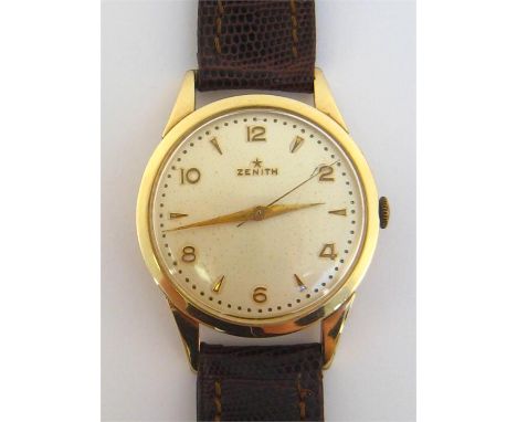 Zenith, a 1950s gentleman’s gold filled manual wind dress watch, the silvered dial with gilt Arabic and dart markers, and swo