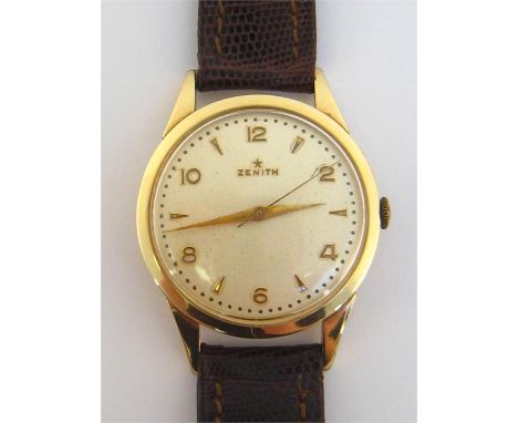 Zenith, a 1950s gentleman’s gold filled manual wind dress watch, the silvered dial with gilt Arabic and dart markers, and swo