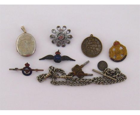 A mixed lot of regimental badges, including 19th Battalion County of London Royal Army Service Corps badge, RAF Service breas