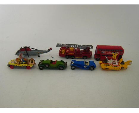 A group of Dinky, Matchbox, Models of Yesteryear and Corgi toy vehicles comprising a Riley MPH, Stutz Bearcat, Sea King Helic