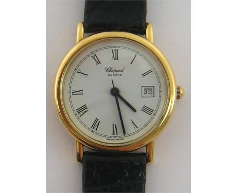 Chopard. A lady's Chopard 18K gold wrist watch, ref. 4111. White dial with Roman numerals. Date aperture at 3o'clock. Quartz 