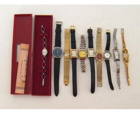 A mixed lot of lady’s quartz wristwatches, principally unsigned, various styles, together with a Tissot lady’s gilt metal man