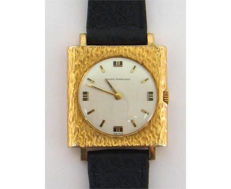 Girard Perregaux, a 1970s gilt metal and stainless steel manual wind wristwatch, the square textured case with signed circula