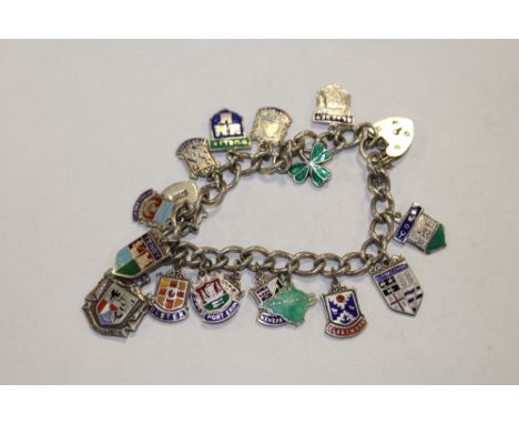 A SILVER AND ENAMEL CHARM BRACELET APPROX WEIGHT 42.2G