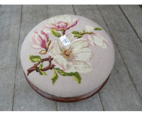 A VICTORIAN MAHOGANY TAPESTRY CIRCULAR STOOL