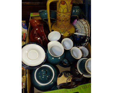 A TRAY OF DENBY STONEWARE ETC.