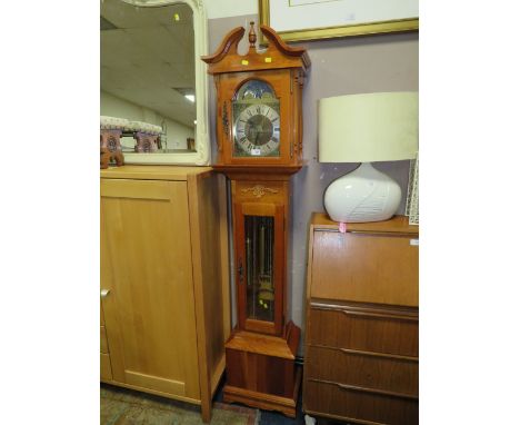 A MODERN 'EMPEROR CLOCK Co' MOON ROLLER GRANDMOTHER CLOCK WITH TRIPLE WEIGHT AND PENDULUM H-182 CM