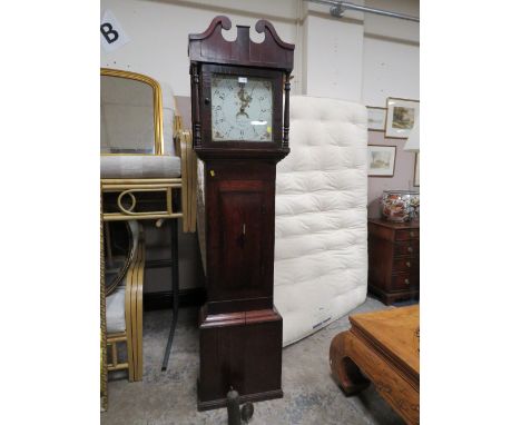 AN ANTIQUE OAK 30 HOUR LONGCASE CLOCK BY SAMUEL DALTON - RUGBY, WEIGHT &amp; PENDULUM, H 198 CM