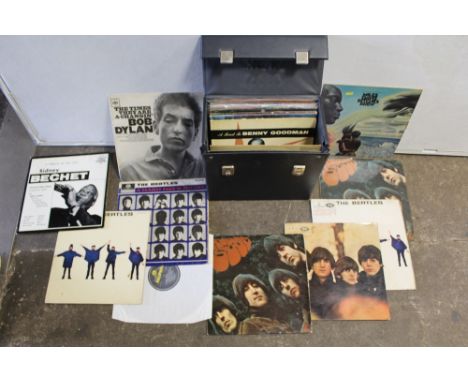 A CASE OF LP RECORDS, TO INCLUDE THE BEATLES, BOB DYLAN, ETC.