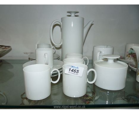 A Thomas of Germany coffee set with coffee pot, six saucers and six coffee cans, milk jug and sugar bowl.