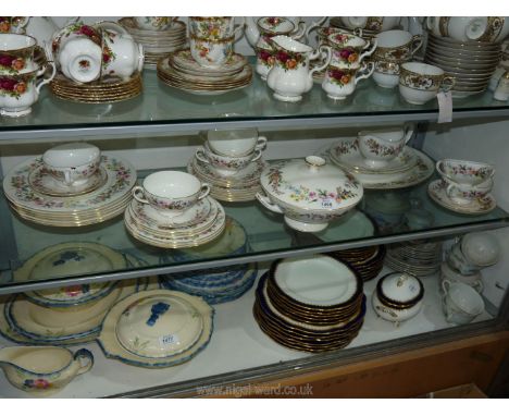 A Wedgwood 'Downland' part dinner service including six dinner, side and soup plates, saucers, sauce boat and stand, tureen, 