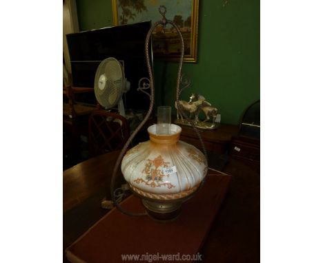 A hanging lantern oil lamp.