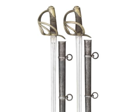 TWO FRENCH MODEL 1816 CAVALRY TROOPER'S SWORDS, DATED 1831 of regulation type, the first with Klingenthal Royal arsenal inscr