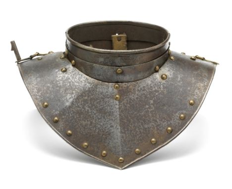 A GERMAN COLLAR, EARLY 17TH CENTURY formed of three lames front and rear (the first two restored), the third of them in each 