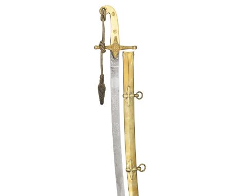 ˜A VICTORIAN GENERAL OFFICER'S 1831 PATTERN SWORD, CIRCA 1876-80 with curved blade formed with a hatchet point, etched with '