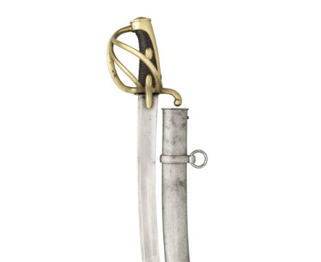 A FRENCH AN XI LIGHT CAVALRY SABRE, DATED 1813 of regulation type, with curved fullered blade, the back-edge with Klingenthal