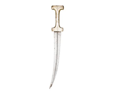 AN OTTOMAN SILVER-MOUNTED DAGGER, TURKEY, 17TH/18TH CENTURY with curved double-edged blade formed with a long raised central 