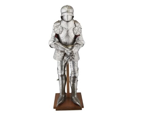 A CAP-A-PIE FIELD ARMOUR IN THE LATE 15TH CENTURY GERMAN 'GOTHIC' STYLE, 19TH CENTURY comprising sallet with rounded one-piec