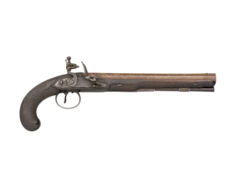 A 15 BORE FLINTLOCK DUELLING PISTOL BY H.W. MORTIMER, CIRCA 1790 with rebrowned octagonal swamped sighted barrel inscribed 'L