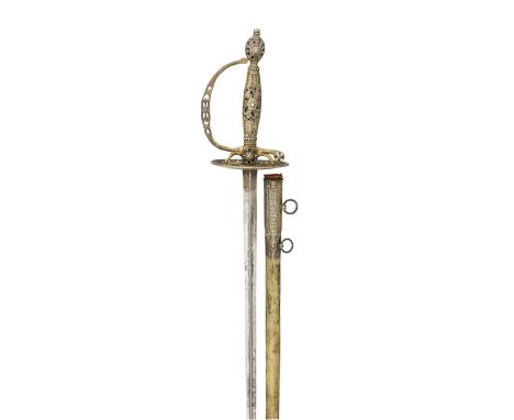 A FRENCH SILVER-HILTED SMALL-SWORD, PARIS, 1795  with slender hollow-triangular blade inscribed 'ISB' on one side at the fort