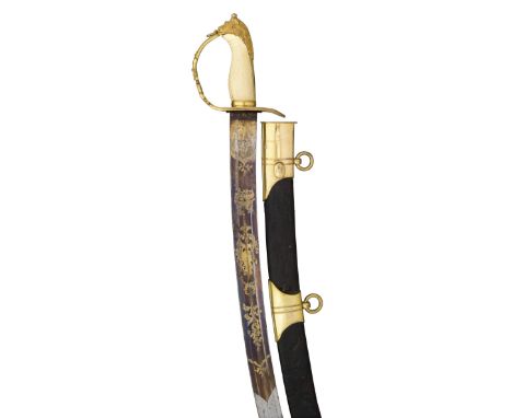 ˜A BRITISH 1803 PATTERN LIGHT INFANTRY OFFICER'S SABRE BY OSBORN 82 PALL MALL, CIRCA 1803-15 with curved blade double-edged t