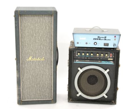 Pete Overend Watts (Mott the Hoople) - Marshall 2 x 12 column speaker cabinet; together with a Norman 100 watt slave amplifie