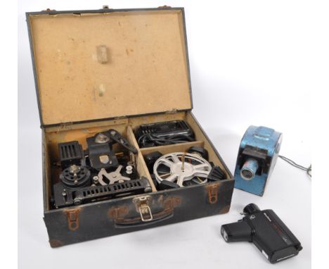 An assortment of early 20th century, circa 1940's photographic / film equipment comprising of a Pathematic 9.5mm (90-130 Volt