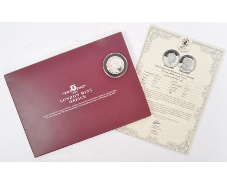 The London Mint - The Platinum Wedding Anniversary Double Portrait Coin - A 999 silver proof half crown coin to include portr