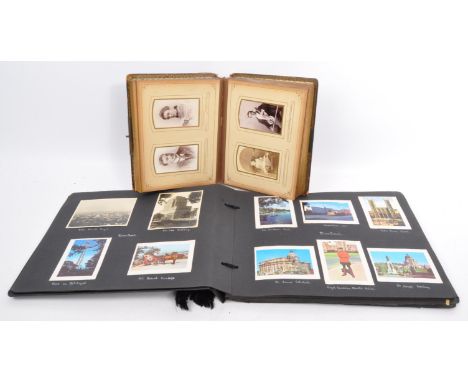 A 19th century Victorian era album of carte de visite portrait photographs in leather embossed album with photographers names