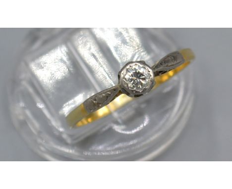 A Yellow Metal Solitaire Diamond Ring 1.9gms. ring size N 