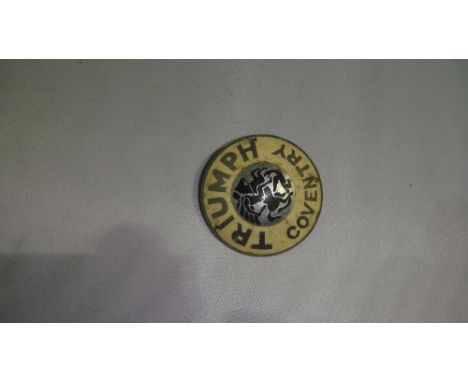 Triumph of Coventry enamel badge bicycle automobile interest 4.8 cms in diameter