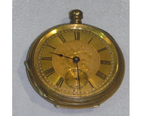 Ladies fob watch with subsidiary second dial chased face and case