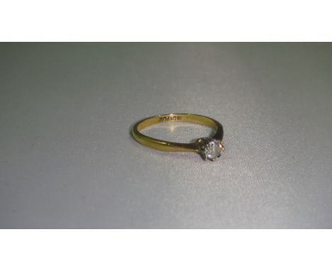 18ct gold and platinum ring set with single diamond