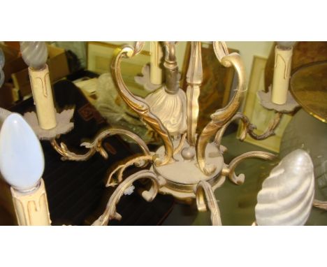 French late early 20th century brass 7 branch light fitment 56 cms in diameter