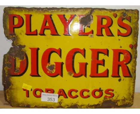 Vintage enamel sign Players Digger Tobacco 30 cms x 23 cms