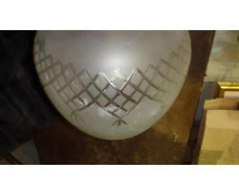 20th century cut and etched glass light fitment