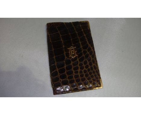 Vintage crocodile skin purse / wallet with 9 ct gold mounts