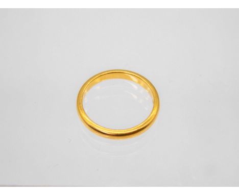 22ct Gold Wedding Band  The Wedding Band is hallmarked "22" for 22ct Gold.  Wedding Band Size K 1/2.  The width of the Weddin