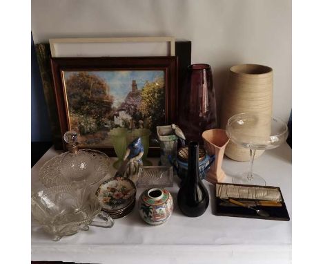 A large quantity of various miscellaneous items to include; glass ware, ceramics, boxed collectors plates, trophies, Natwest 