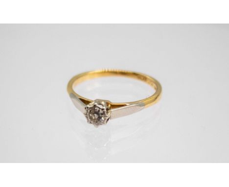 18ct Gold and Platinum Approx. 0.10ct Solitaire Old Mine Cut Diamond Ring  The Ring is hallmarked "18CT PLAT" for 18ct Gold a