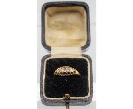 18ct Gold Five Stone Old Mine Cut Diamond Ring  The Old Mine Cut Diamonds vary in size from approx. 2mm-2.50mm.  The ring is 