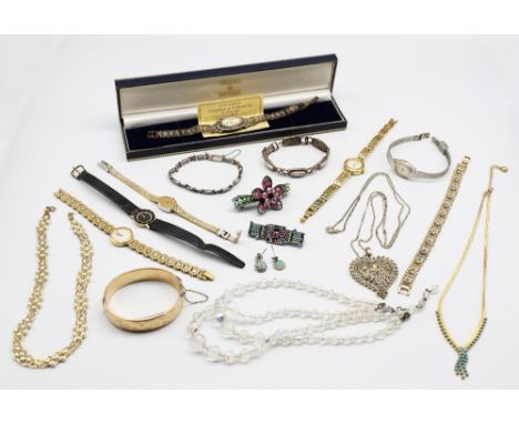 Selection of Sterling Silver Jewellery, Costume Jewellery and Watches.  To include a Sterling Silver Brooks & Bentley The Flo
