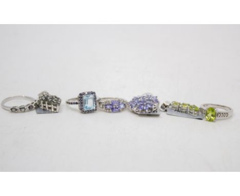 Selection of Sterling Silver Jewellery.  To include a Tanzanite Pendant and a Tanzanite Ring. The Tanzanite Pendant measures 